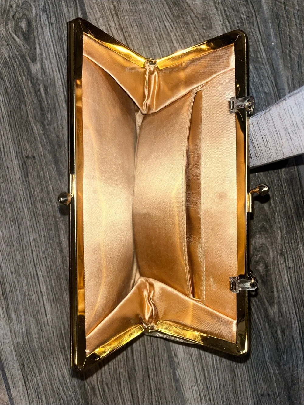 Vintage Gold Metallic Evening Clutch Bag 10”x5.5”x 5”.